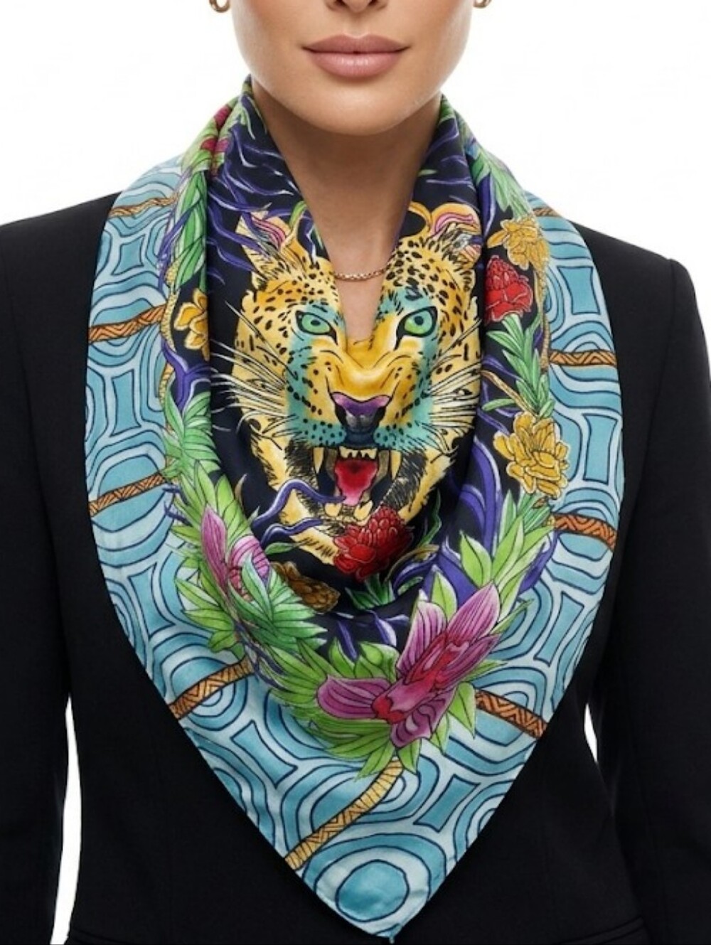 LuLaRoe Bold Leopard Floral Tapestry in Yellow, Black, Purple, Teal, Red, Green